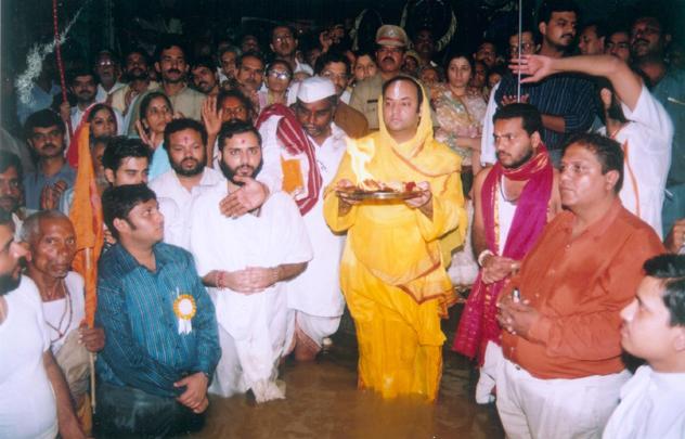 Aarti of the River Ganga, considered a goddess by the pagans